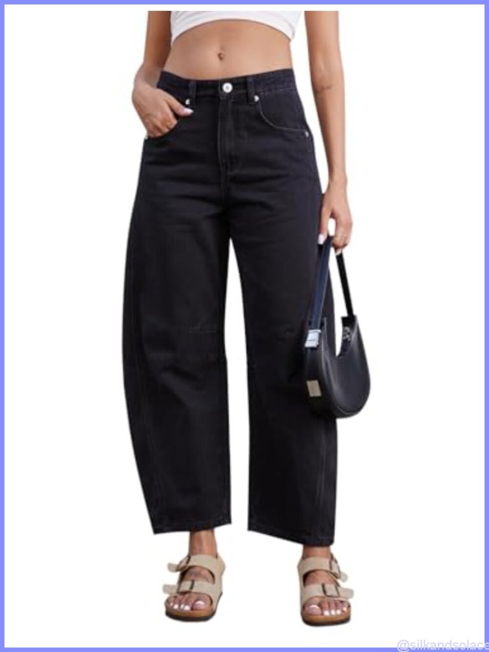 Mid Rise Stretchy Baggy Wide Leg Barrel Jeans Women's Loose Denim Ankle Pants